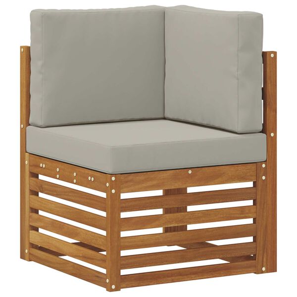 vidaXL Sofas&aelig;t med pude 6 pcs Naturlig og Lys Gr&aring; Massivt Akacietr&aelig;