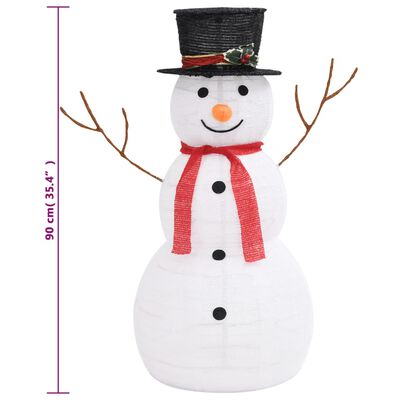 vidaXL dekorativ snemand med LED-lys 90 cm luksuriøst stof