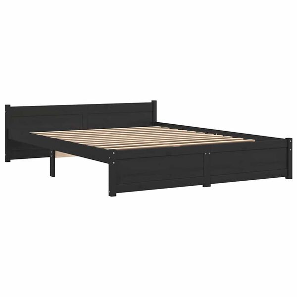 vidaXL sengeramme 150x200 cm King Size massivt tr&aelig; sort