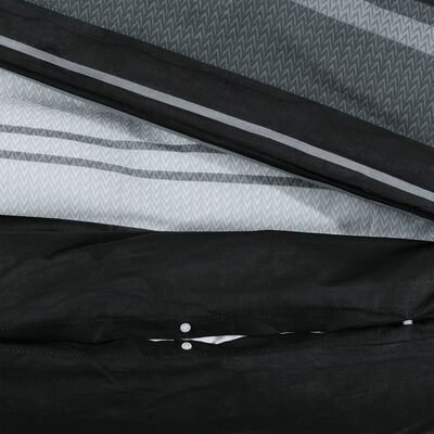 vidaXL sengetøj 140x200 cm bomuld sort og hvid