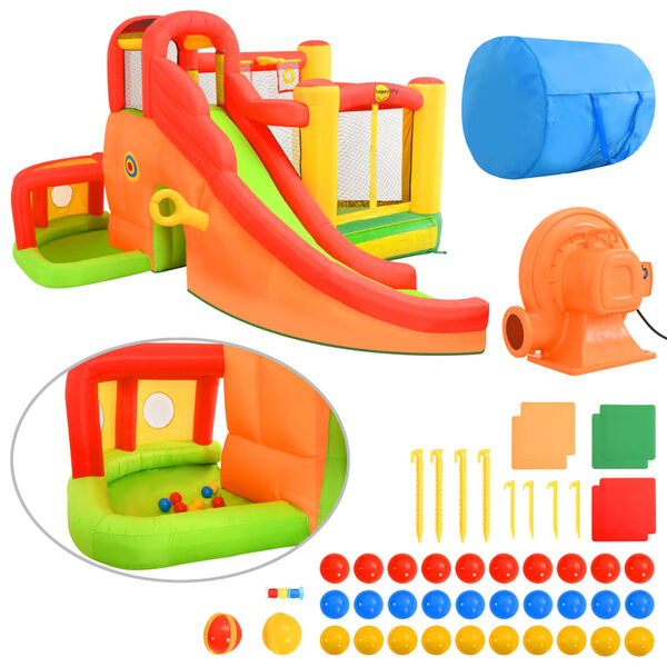 Happy Hop oppustelig hoppeborg med rutsjebane 450 x 380 x 230 cm PVC