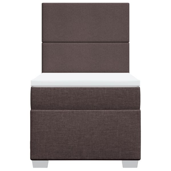 vidaXL kontinentalseng med madras 90x200 cm stof m&oslash;rkebrun