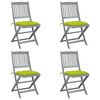 vidaXL foldbare havestole 4 stk. med hynder massivt akacietr&aelig;