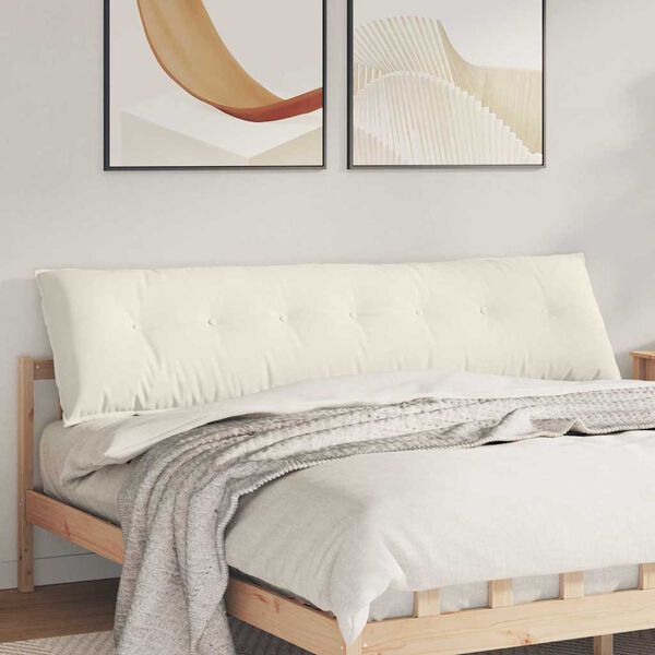 vidaXL Rygpude Creme 200 x 50 cm Velourstof