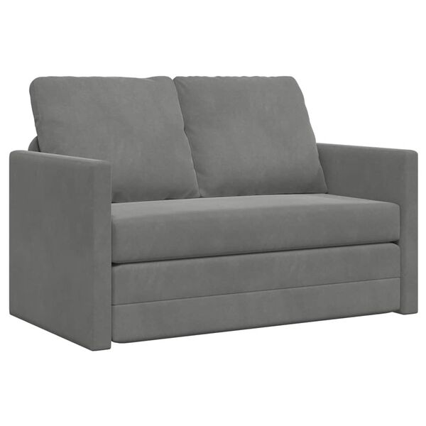 vidaXL 2-i-1 sovesofa 122x204x55 cm velour m&oslash;rkegr&aring;