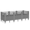 vidaXL plantekasse med spyd 123,5x43,5x43,5 cm PP lysegr&aring;