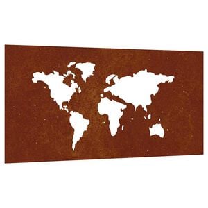 vidaXL udend&oslash;rs v&aelig;gdekoration 105x55 cm verdenskortdesign cortenst&aring;l