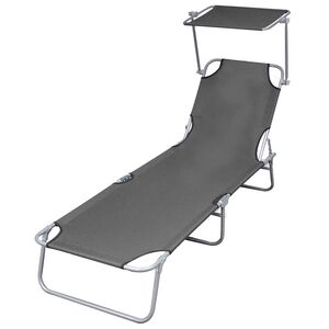 vidaXL foldbar liggestol med tag st&aring;l gr&aring;