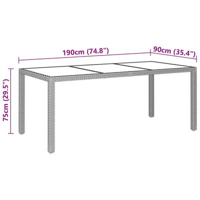vidaXL spisebordssæt til haven 9 dele polyrattan grå