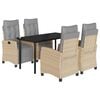vidaXL spisebordss&aelig;t til haven 5 dele med hynder polyrattan beige