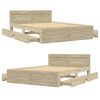 vidaXL sengeramme med sengegavl 120x200 cm konstrueret tr&aelig; sonoma-eg