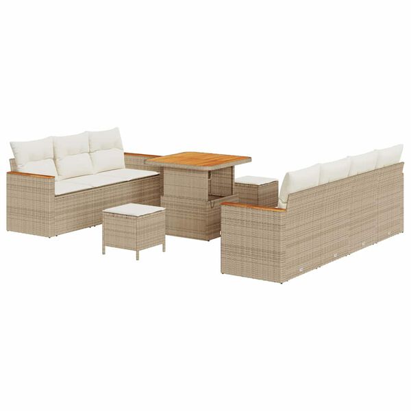 vidaXL Havesofa S&aelig;t 10 pcs Beige polyrattan