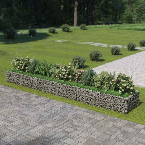 vidaXL gabion-h&oslash;jbed 540x90x50 cm galvaniseret st&aring;l