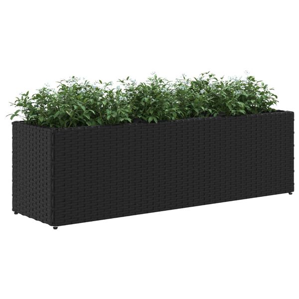 vidaXL plantekasse med 3 krukker 105x30x32 cm polyrattan sort