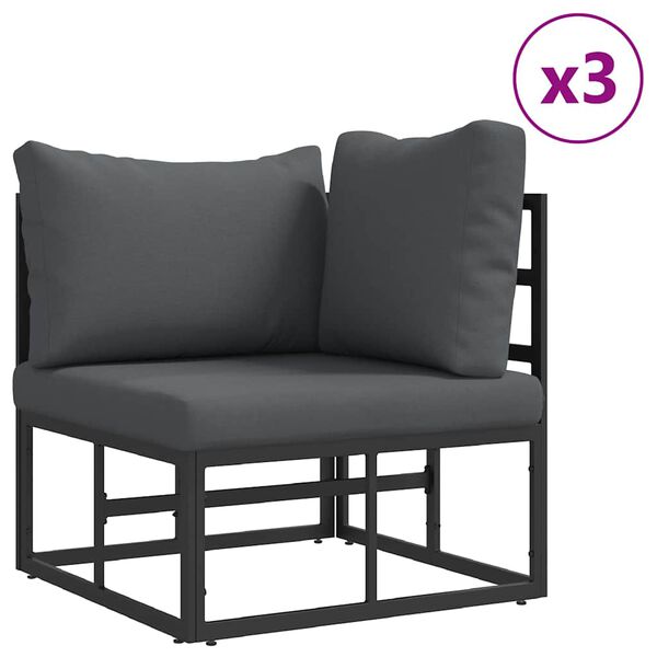 vidaXL Havesofa Sæt med pude 13 pcs Sort Aluminium