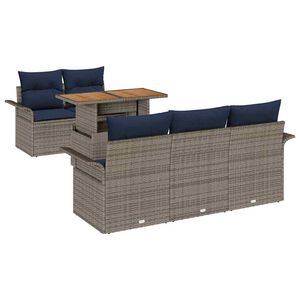 vidaXL Havesofa S&aelig;t 6 stk. gr&aring; og marinebl&aring;