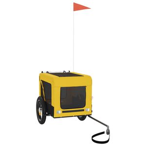 vidaXL cykelanhænger til kæledyr oxfordstof og jern gul og sort