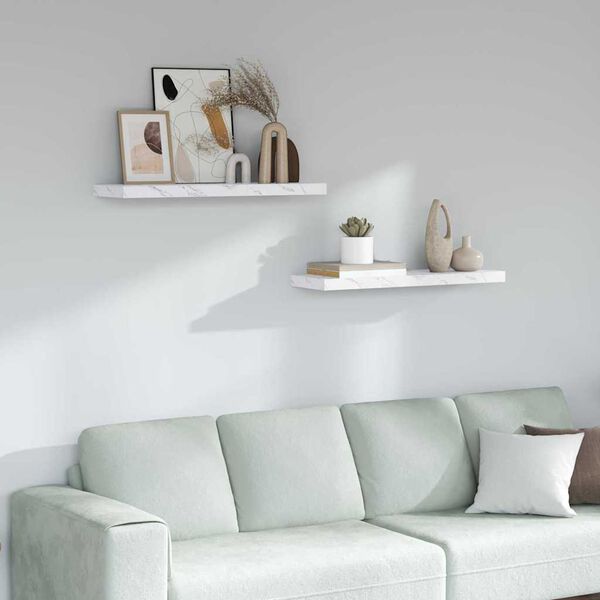 vidaXL V&aelig;ghylde 2 pcs Hvid marmor 80 x 23,5 x 4 cm Konstrueret tr&aelig;