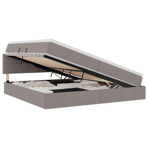 vidaXL Seng med opbevaring og LED med madras Gr&aring;brun 200 x 200 cm Stof