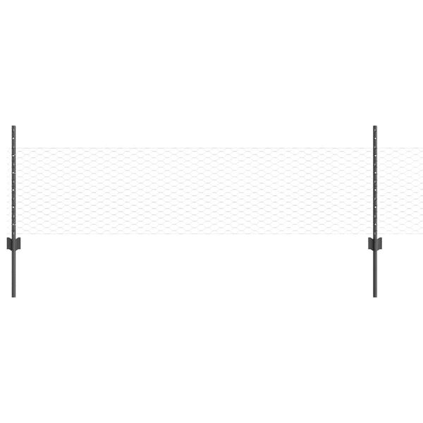 vidaXL Hegn med post Grå 0,5 x 10 m Stål og PVC