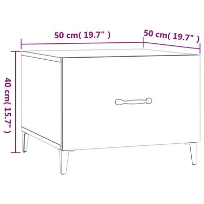 vidaXL sofabord med metalben 2 stk. 50x50x40 cm sonoma-eg