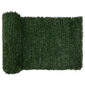 vidaXL Kunstigt hegn M&oslash;rkegr&oslash;n 1 x 4 m PVC og St&aring;l