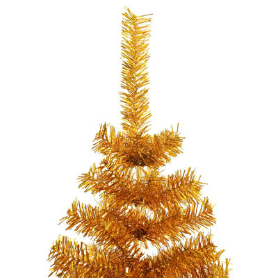 vidaXL kunstigt juletræ med juletræsfod 210 cm PET guldfarvet