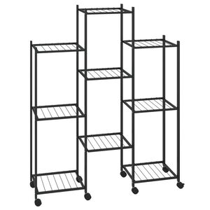 vidaXL blomsterstativ med hjul 83x25x103,5 cm jern sort