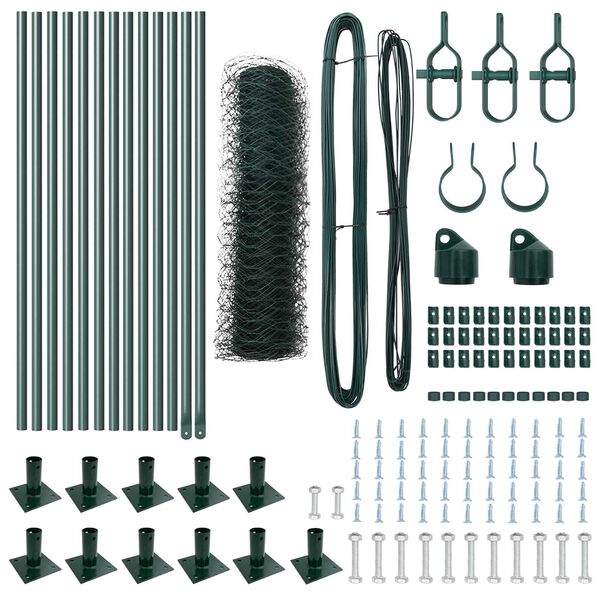 vidaXL Hegnspæl Grøn 25 x 0,4 m (50 mm net) Stål og PVC