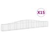 vidaXL buede gabionkurve 15 stk. 400x30x40/60 cm galvaniseret jern