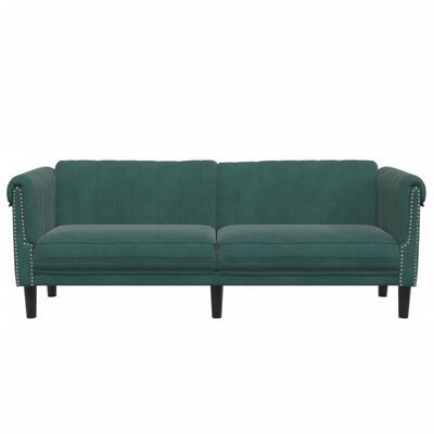 vidaXL 3-personers sofa velour mørkegrøn
