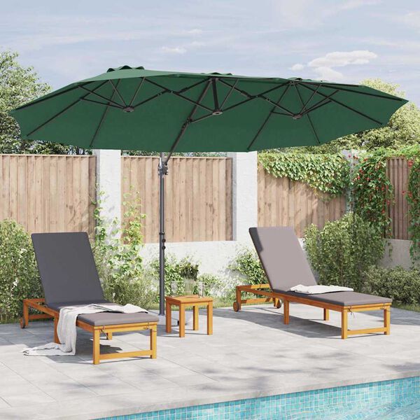 vidaXL Parasol Gr&oslash;n 372 x 198 x 243 cm Polyester og Aluminium