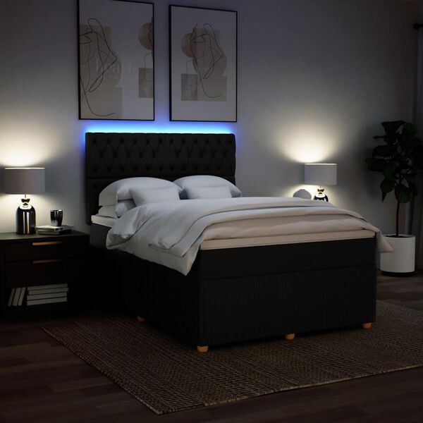 vidaXL kontinentalseng med madras 160x200 cm stof sort