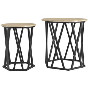 vidaXL Sofabord 2 pcs Sonoma eg Ingeni&oslash;rtr&aelig; og st&aring;l
