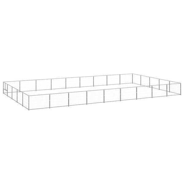 vidaXL hundel&oslash;beg&aring;rd 45 m&sup2; st&aring;l s&oslash;lvfarvet