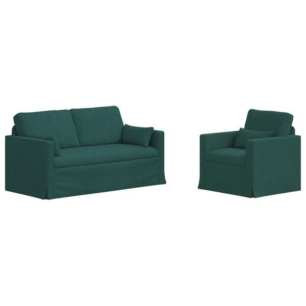 vidaXL Sofa 2 pcs M&oslash;rkegr&oslash;n 158 x 78 x 80 cm Stof