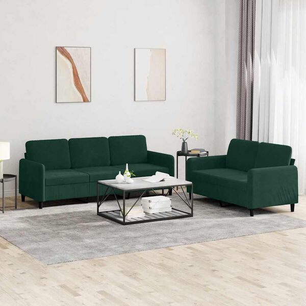 vidaXL sofas&aelig;t 2 dele velour m&oslash;rkegr&oslash;n