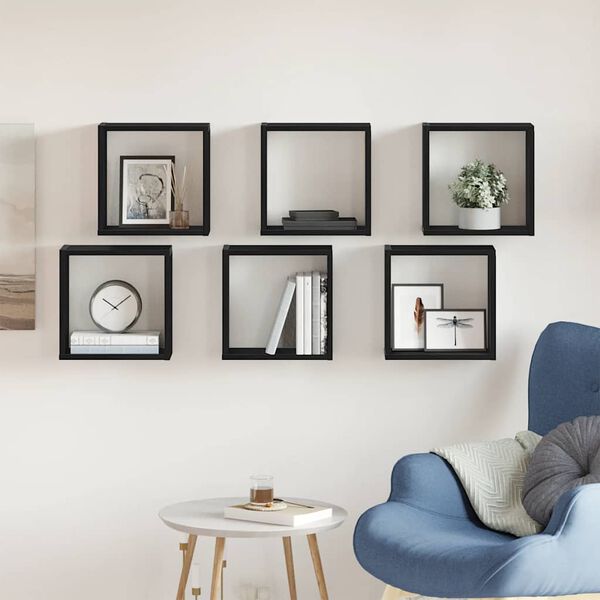 vidaXL v&aelig;ghylder 6 stk. 30x15x30 cm kubeformet konstrueret tr&aelig; sort eg