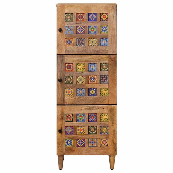 vidaXL Highboard med d&oslash;r Naturfarvet 40 x 33 x 110 cm Massivt mangotr&aelig;