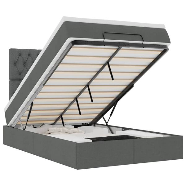 vidaXL osmannisk sengeramme med madras 120x200 cm stof m&oslash;rkegr&aring;