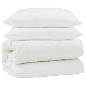 vidaXL Dynebetr&aelig;k S&aelig;t med pude 3 pcs Hvid Mikrofiber og Dunfjer