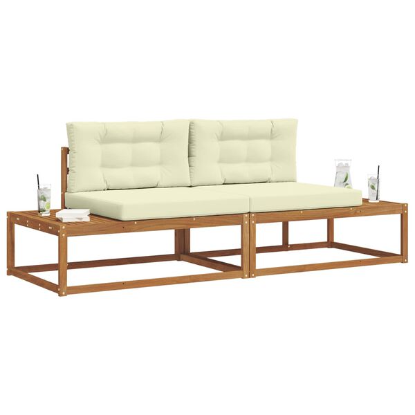 vidaXL Udend&oslash;rs sofagruppe med pude 2 Stk Naturlig og Fl&oslash;de