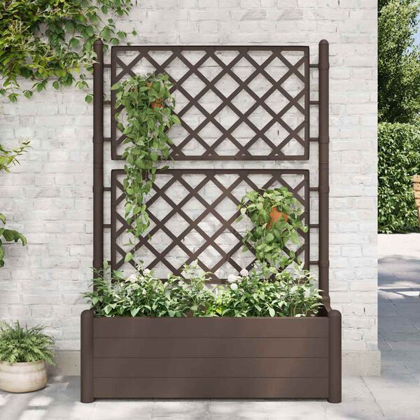 vidaXL plantekasse med espalier 100x43x142 cm PP mokkafarvet