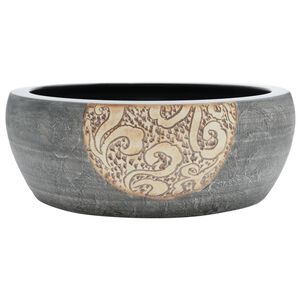 vidaXL h&aring;ndvask til bordplade &Phi;41x14 cm rund keramik sort og brun