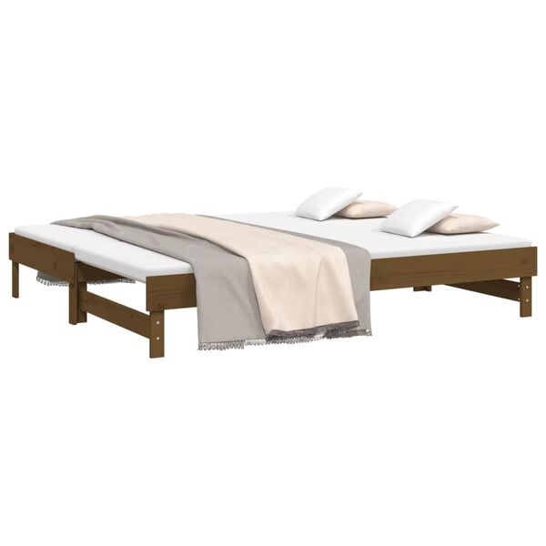 vidaXL daybed med udtræk 2x(100x200) cm massivt fyrretræ gyldenbrun