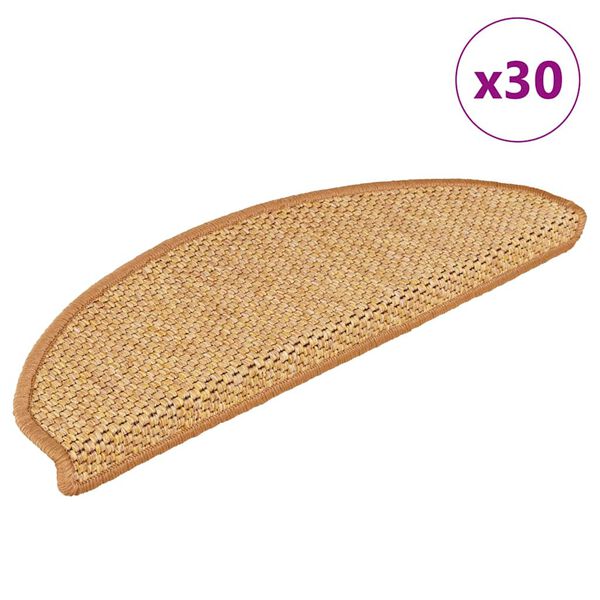 vidaXL selvkl&aelig;bende trappem&aring;tter 30 stk. 65x21x4 cm sisal-look sisal