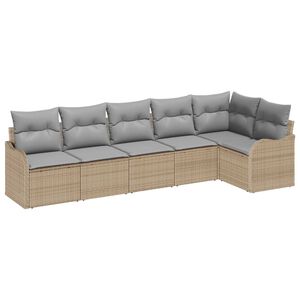 vidaXL Havesofa S&aelig;t med opbevaring 6 pcs Beige polyrattan