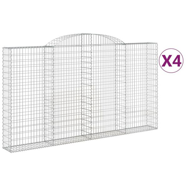 vidaXL buede gabionkurve 4 stk. 300x30x160/180 cm galvaniseret jern