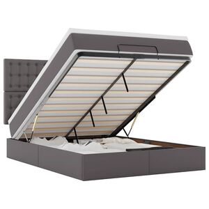 vidaXL osmannisk sengeramme med madras 140x200 cm kunstl&aelig;der gr&aring;