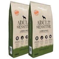 vidaXL luksustørfoder til hunde Adult Sensitive Lamb & Rice 2 stk. 30 kg